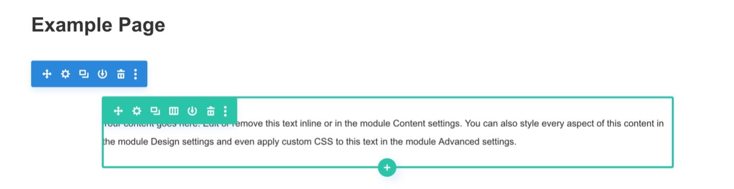 Example page displaying different sections in the Divi Builder