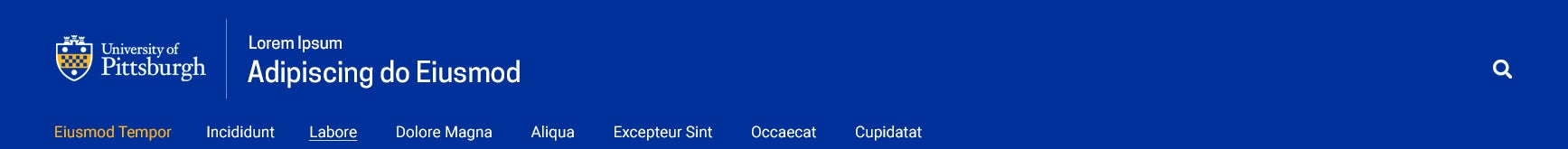 blue top bar with two-line title