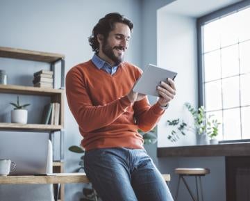 Man holding tablet