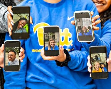 Students holding phones